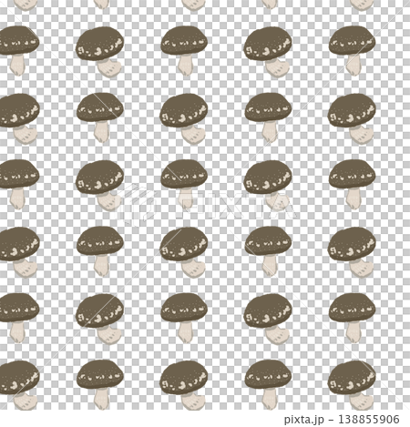 椎茸のシームレスパターン背景イラスト（小さめ・密集配置） 138855906