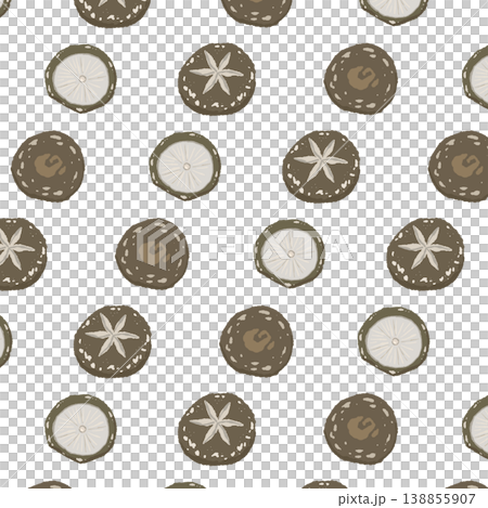 椎茸のシームレスパターン背景イラスト（飾り切り・ミックス） 138855907