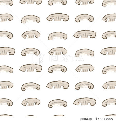 スライス椎茸のシームレスパターン背景イラスト（断面） 138855909