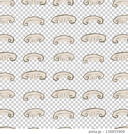 スライス椎茸のシームレスパターン背景イラスト（断面） 138855909
