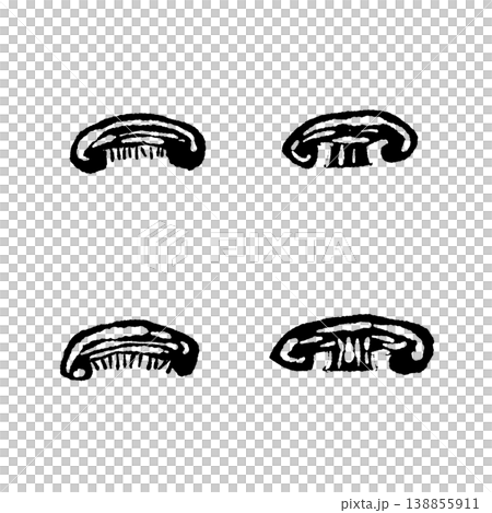 一組切成兩半的香菇(單色) 一組切成兩半的香菇(單色) 138855911