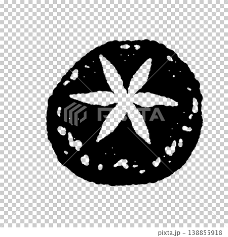 Illustration of decoratively cut shiitake mushrooms (top view, monochrome) Illustration of decoratively cut shiitake mushrooms (top view, monochrome) 138855918