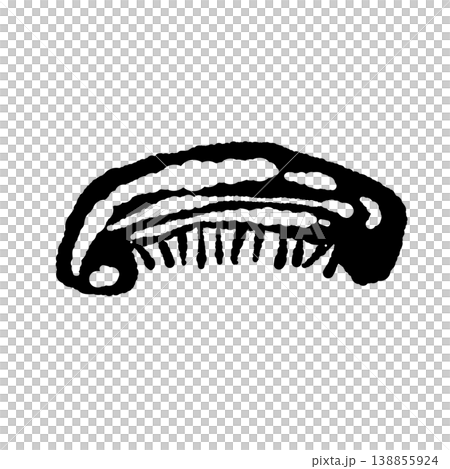 半分にカットしたシイタケ（バリエーション3・モノクロ） 138855924