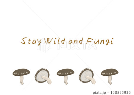 シイタケ(複数並び)の横型メニュー・カードテンプレート シイタケ(複数並び)の横型メニュー・カードテンプレート 138855936