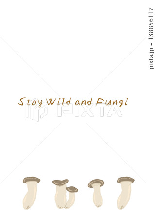 エリンギ（複数並び）の縦型メニュー・カードテンプレート 138856117