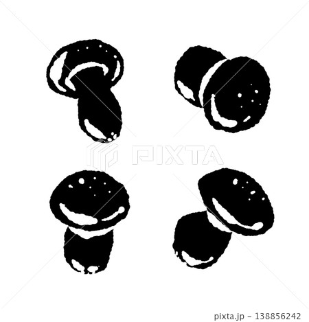 小分けにされたシメジのセット（モノクロ） 138856242