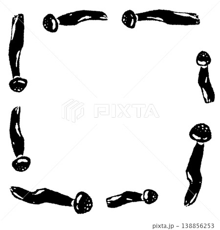 シメジの四角形フレーム（モノクロ） 138856253