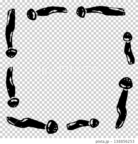 シメジの四角形フレーム（モノクロ） 138856253