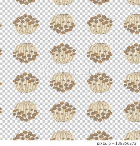 無縫圖案背景插圖，以小巧的、排列整齊的姬松茸為主題 138856272