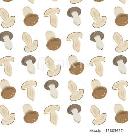 しめじのシームレスパターン背景イラスト（スライスとミックス） 138856274