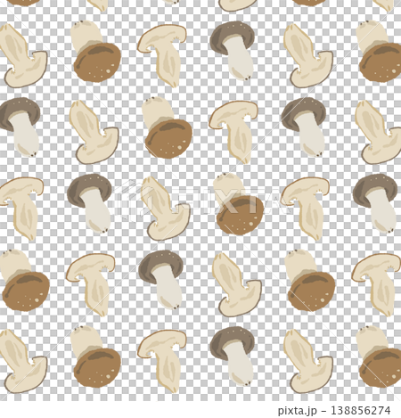 しめじのシームレスパターン背景イラスト（スライスとミックス） 138856274