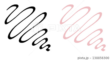 This is a curved hand-drawn illustration. 138856300