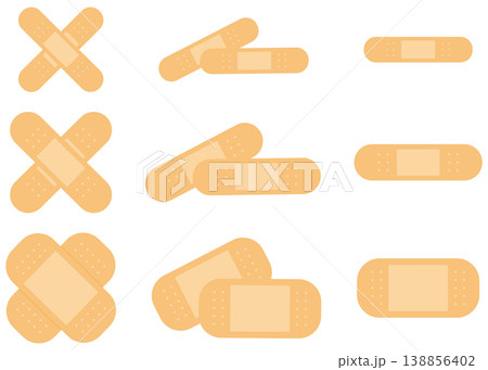 絆創膏のイラストセット 絆創膏のイラストセット 138856402