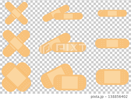 絆創膏のイラストセット 絆創膏のイラストセット 138856402