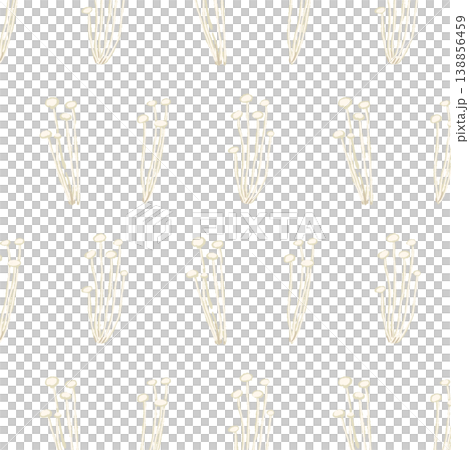 エノキダケのシームレスパターン背景イラスト（数本・散らし） 138856459
