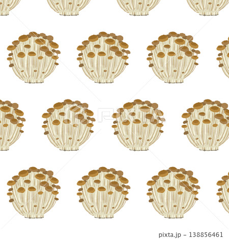 ブラウンエノキのシームレスパターン背景イラスト（整列） 138856461