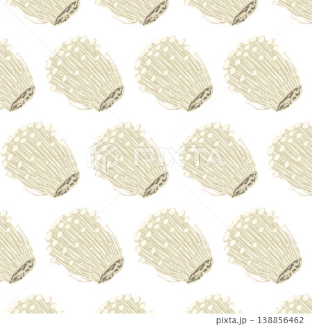 エノキダケのシームレスパターン背景イラスト（斜め配置） 138856462