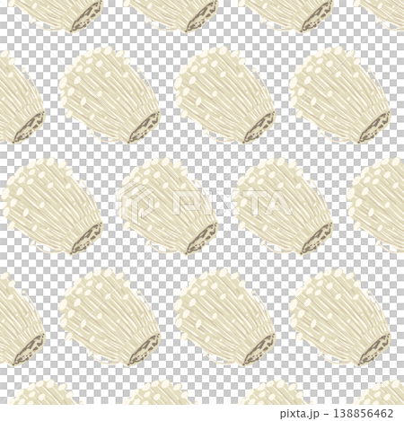 エノキダケのシームレスパターン背景イラスト（斜め配置） 138856462