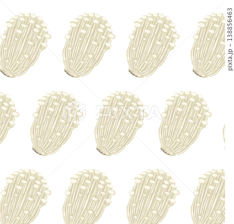 エノキダケのシームレスパターン背景イラスト（互い違い） 138856463