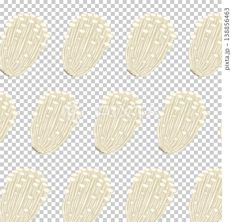 エノキダケのシームレスパターン背景イラスト（互い違い） 138856463