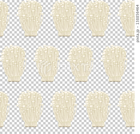エノキダケのシームレスパターン背景イラスト（整列配置） 138856464