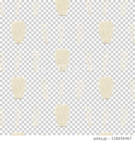 Seamless pattern background illustration of enoki mushrooms (mixed sizes) 138856467