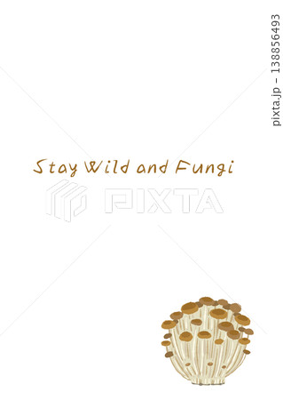 ブラウンえのきの縦型メッセージカードテンプレート 138856493