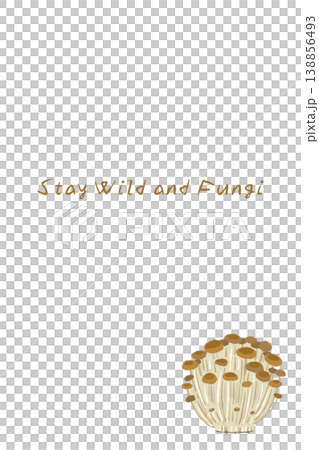 ブラウンえのきの縦型メッセージカードテンプレート 138856493