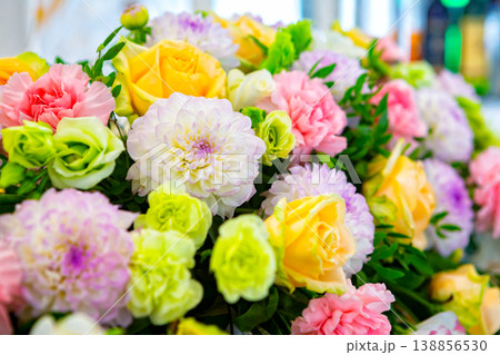 wedding the decorated yellow with fabrics and compositions from fresh flowers, wedding the decorated yellow with fabrics and compositions from fresh flowers, 138856530