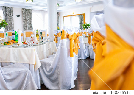 wedding the decorated yellow with fabrics and compositions from fresh flowers, wedding the decorated yellow with fabrics and compositions from fresh flowers, 138856533