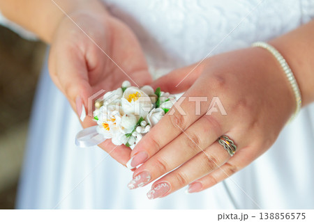 bride's manicure.Hands of bride place for text 138856575