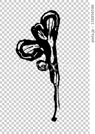 手で割いたマイタケ（単体・バリエーション・モノクロ） 138856586