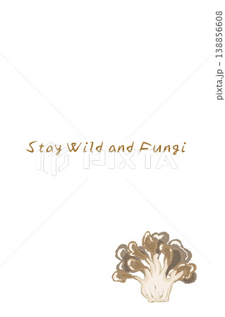 半分カットのマイタケの縦型メニュー・カードテンプレート 138856608