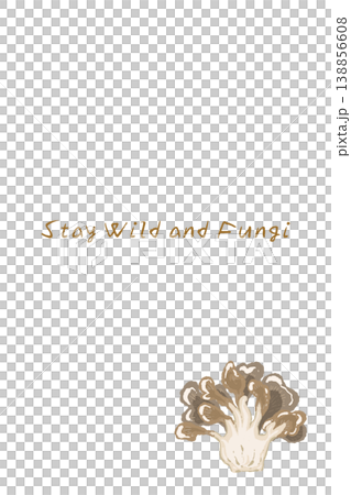 半分カットのマイタケの縦型メニュー・カードテンプレート 138856608