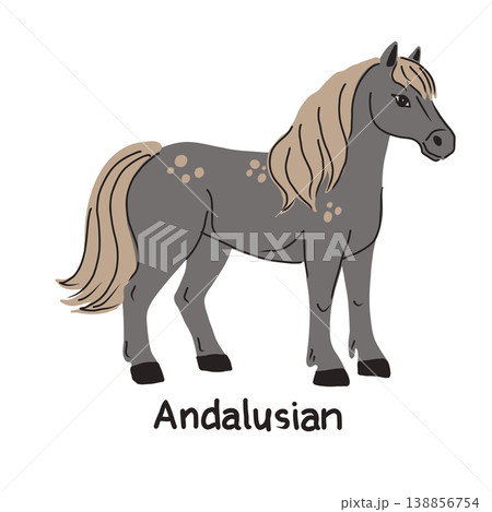 Hand drawn vector illustration of a Friesian horse on a white background. Hand drawn vector illustration of a Friesian horse on a white background. 138856754