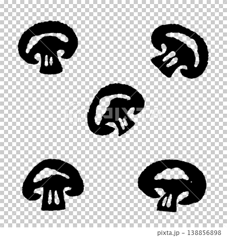 Set of sliced mushrooms (monochrome) 138856898