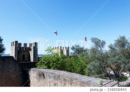 Historic Castle Walls Amidst Blue Sky, Lisbon, Portugal Historic Castle Walls Amidst Blue Sky, Lisbon, Portugal 138856943