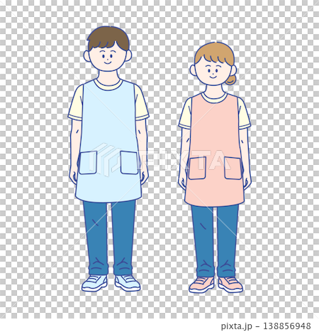 男性と女性の保育士全身イラスト 138856948