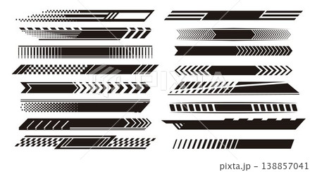Dynamic black racing stripes with checkered design Dynamic black racing stripes with checkered design 138857041