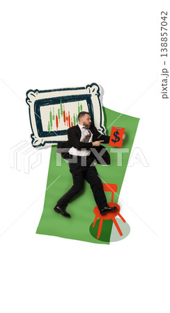 Businessman presenting financial results with chart and profit growth indicator. 138857042