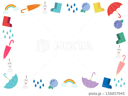 カラフルな雨の日のフレーム（ヨコ） 138857045