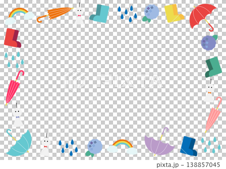 カラフルな雨の日のフレーム（ヨコ） 138857045