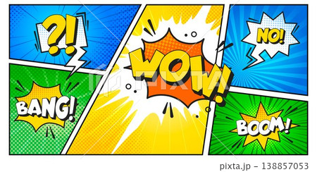 Comic book retro background with speech bubbles 138857053