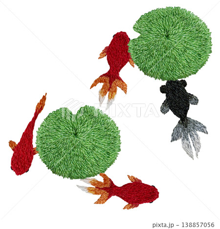 【金魚パターン】手刺繍イラスト素材 【金魚パターン】手刺繍イラスト素材 138857056