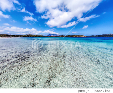 Aerial view of Lu Impostu beach crystal clear water Aerial view of Lu Impostu beach crystal clear water 138857168