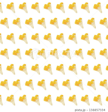 アンズタケのシームレスパターン背景イラスト（斜め） 138857334