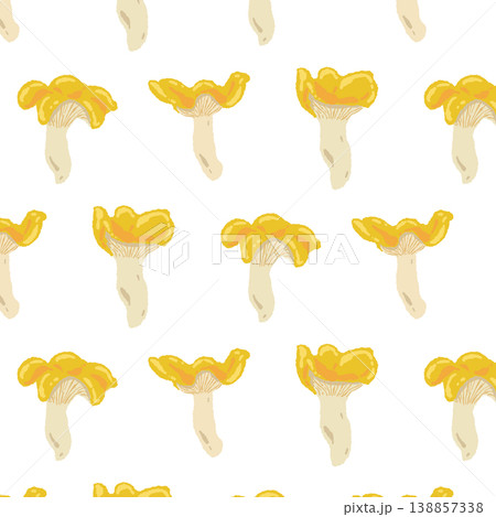 アンズタケのシームレスパターン背景イラスト（ミックス） 138857338