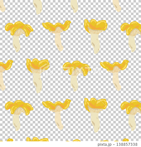アンズタケのシームレスパターン背景イラスト（ミックス） 138857338