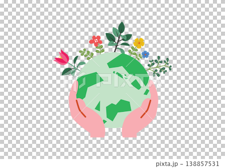 地球を持つてのイラスト 138857531
