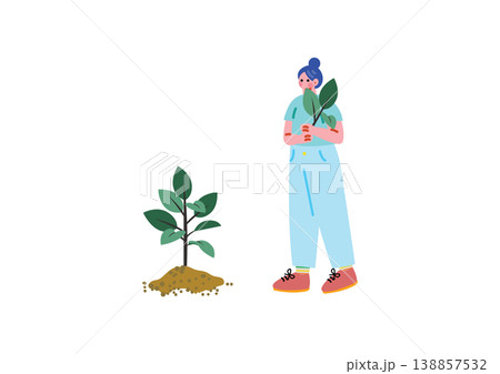 木を植える女性のイラスト 138857532